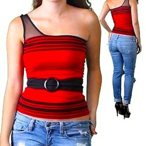 NWOT FGF one sleeve shirt with belt